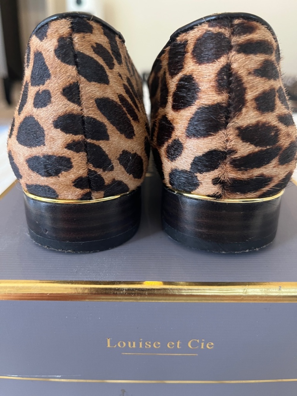 Louise et Cie Leopard-Print Pointed Toe Flats with Black Bow & Gold Accent - Picture 5 of 7